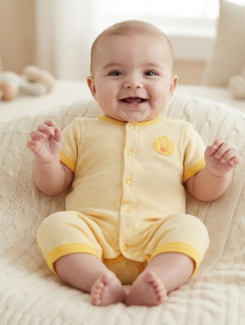 Free When Bundled With Other Item(s) - Carter's Yellow Striped Baby Romper